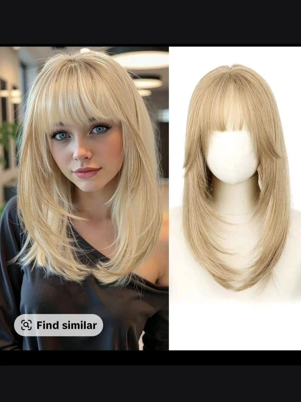 Blonde Layered Hair Topp with Bangs - Natural Light Blonde